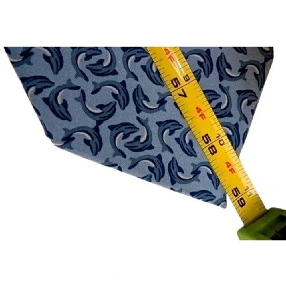 VTG. Ties to Nature Necktie Men OS Blue Dolphin Print Silk Hand Sewn Classic Tie
